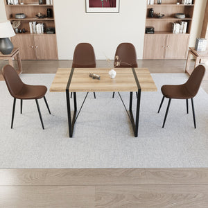 English Elm 55" Modern Mdf Wood Dining Table & 4 Saddle Leather Chairs Set - Eco-Friendly, Stylish & Durable! W2189S00712