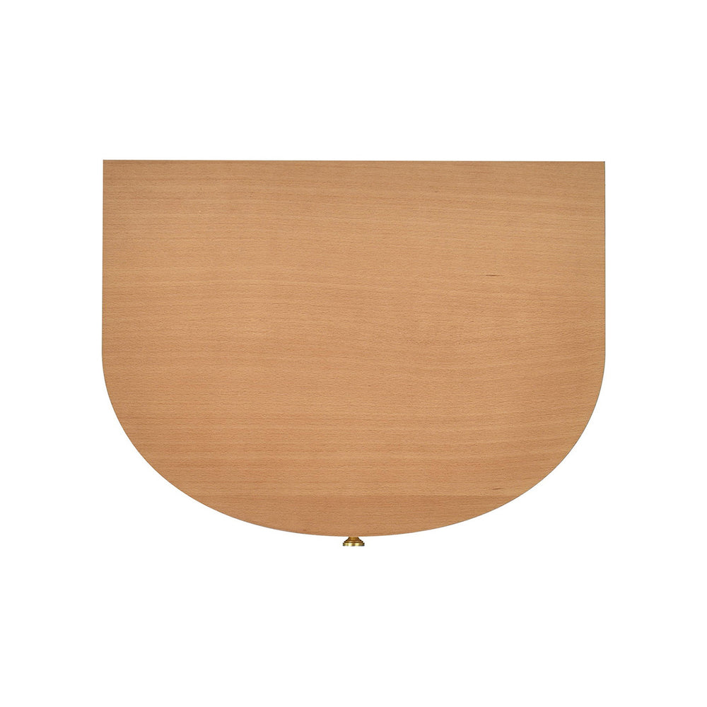 English Elm Jennifer Taylor Home - Valentine Half-Moon 24" 2-Drawer Side Table in Natural Brown Beech Wood with Fluted Detail & Gold Pulls B2719P238488