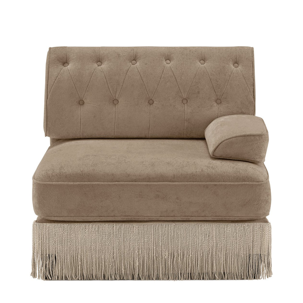 English Elm Sofa Rsf Sectional Tufted Velvet Fleece with Tassel Skirt for Glam Interiors W714P450818
