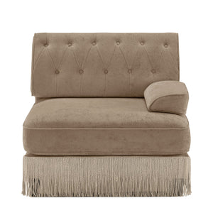 English Elm Sofa Rsf Sectional Tufted Velvet Fleece with Tassel Skirt for Glam Interiors W714P450818