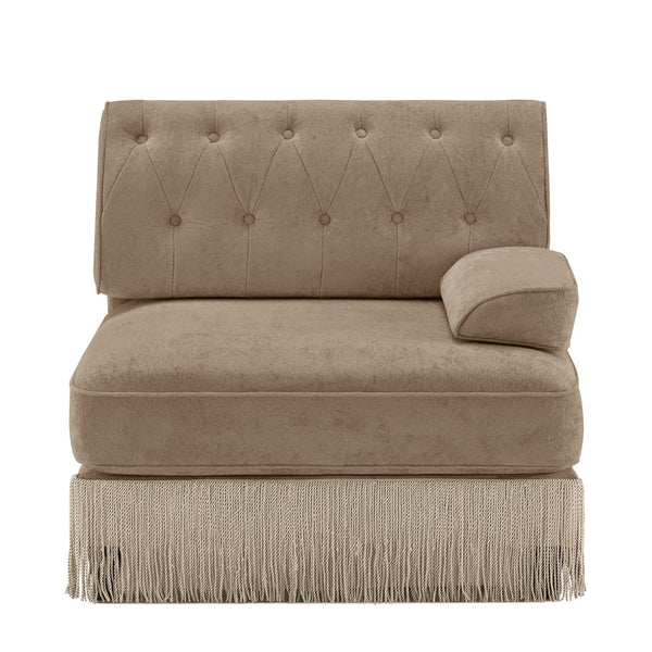 English Elm Sofa Rsf Sectional Tufted Velvet Fleece with Tassel Skirt for Glam Interiors W714P450818