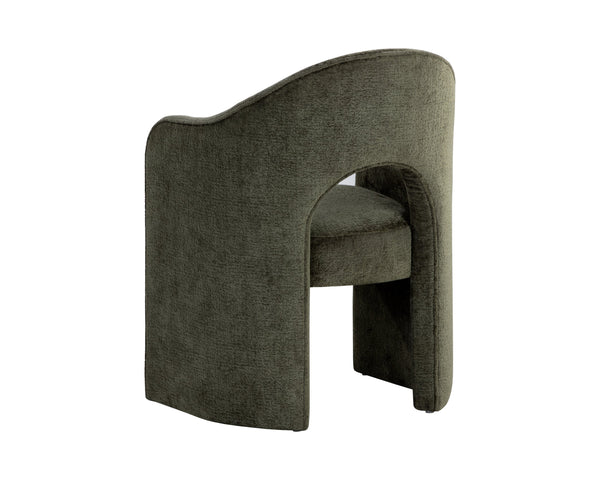 Sunpan Anaya Dining Armchair - Elegant Curved Design for Ultimate Comfort in Contemporary Dining Spaces Bergen Olive