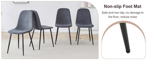 English Elm Expandable Walnut Dining Set with Four Linen Chairs Seats Six in Modern Style W1151S04712