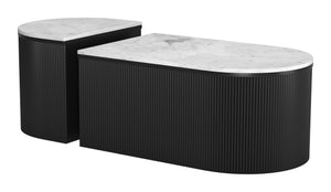 Ormara Coffee Table Set (2-Piece) White & Black 109920 Zuo Modern