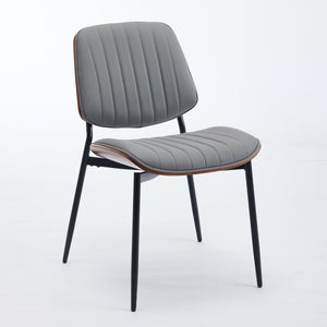 English Elm A&A Furniture Dining Chairs Set Of 2 - Mid-Century Modern Ergonomic Gray Pu Upholstered Seats W1143P191787