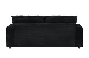 English Elm 88.58-Inch Black Corduroy Sofa With Storage Legs & 4 Pillows - Cloud-Like Comfort For Living Spaces W3356S00010