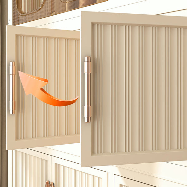 English Elm Portable Wardrobe Closet Organizer Cream White - Durable PP Modular Cube Storage with 9 Magnetic Doors, Hanging Rod and 6 Hangers, Quick Assemble-Friendly (36.8x18.1x15.8) W2699P253195