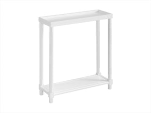 English Elm Narrow End Tables Set of 2 with Open Lower Shelf Slim Wood Living Room Accent White B2751P436466