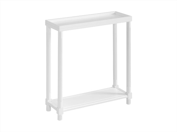 English Elm Narrow End Tables Set of 2 with Open Lower Shelf Slim Wood Living Room Accent White B2751P436466