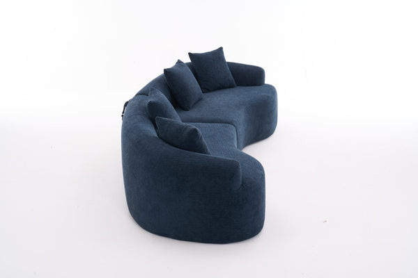 English Elm Compression Compression Sponge Sofa Curved Modular Sectional with 30D High-Density Chenille Sleeper for Cozy Apartment Living Room Comfort and Safe Rounded Design Antique Blue W2231S00019