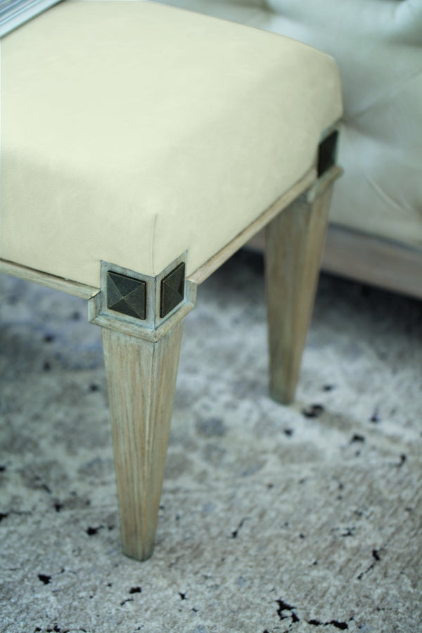 Bernhardt Bernhardt Santa Barbara Upholstered Bench 60" — Coastal Cerused Oak Legs, Vintage Nickel Accents, Durable Fabric 385508