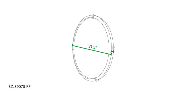 English Elm Jennifer Taylor Home - Hausen 31.5" Mid-Century Round Wall Mirror with Walnut Veneer, Gunmetal Accents, Spacious Glow B2719P246002