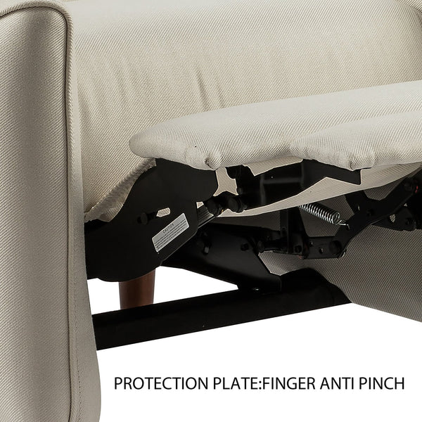 English Elm Christopher Knight Home® - Push Recliner Chair Beige Fabric Upholstered Small Space Fatigue-Reliever with Rubberwood Legs, Safe Protection Plate N771P210116M