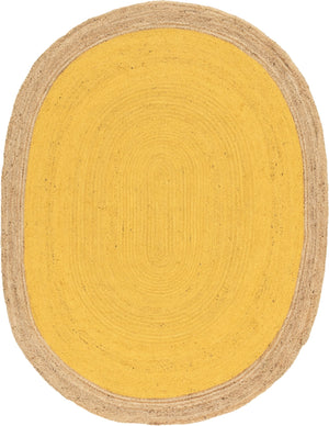 Unique Loom Braided Jute Goa Hand Braided Border Rug Yellow, Natural 8' 0" x 10' 0"