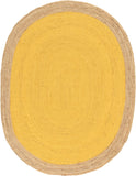 Unique Loom Braided Jute Goa Hand Braided Border Rug Yellow, Natural 8' 0" x 10' 0"