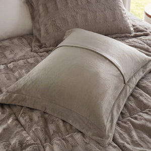 English Elm 2 Piece Twin Faux Fur Comforter Set Plush Long Pile Lodge Style Cozy Bedding Gray B035P319596