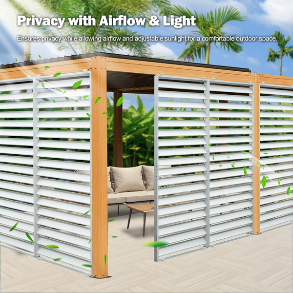 English Elm Outdoor Louvered Pergola Accessories Aluminum Screens for Durable Weather-Resistant Shading & Privacy White W1859P321939