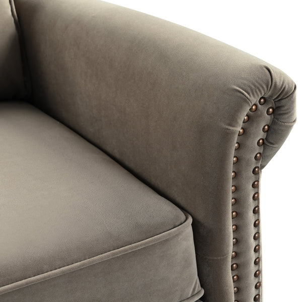 English Elm Christopher Knight Home® - 360° Swivel Recliner Plush Velvet Manual Rocker with Infinite Recline Support for Living Room Comfort Light Brown N763P202666F