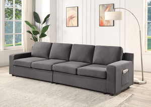 English Elm Walfredo Four Seat Linen Sofa with Arm Pockets Modular Living Room Couch B2749S00051