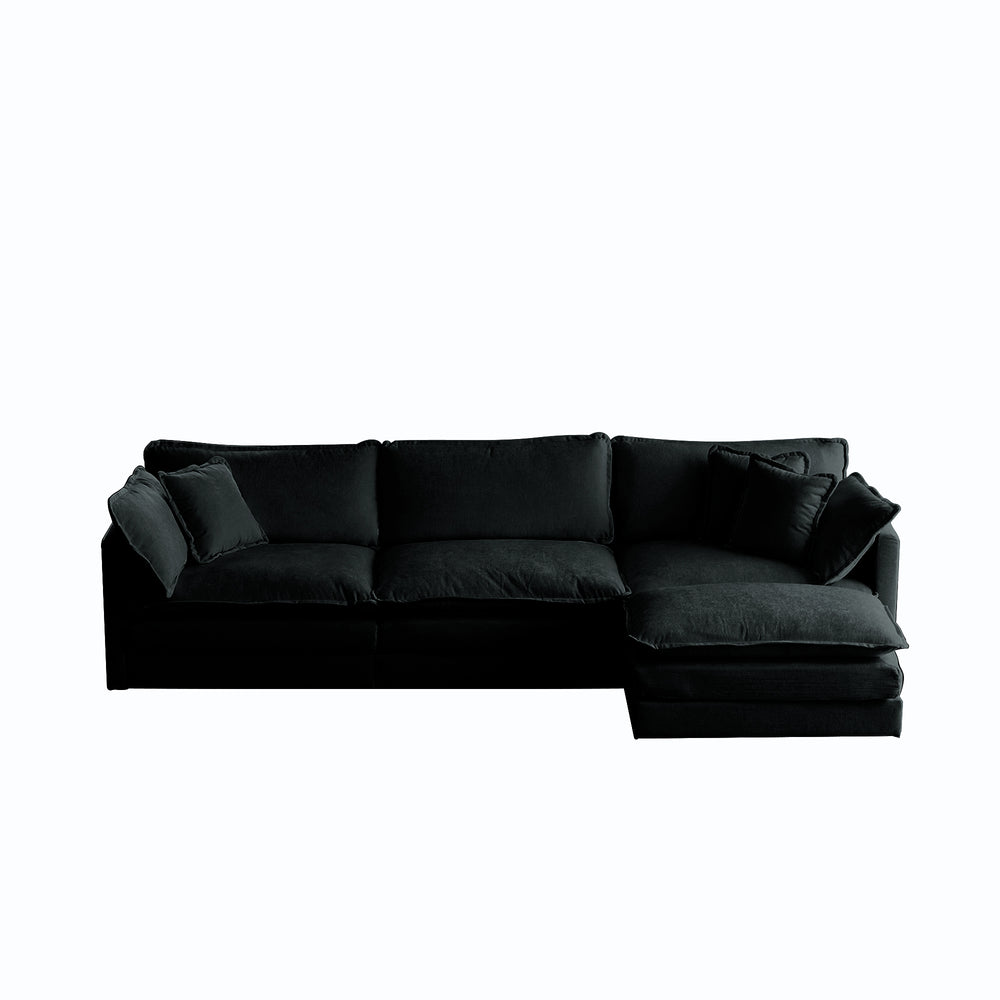 English Elm Free Oversized Modular L-Shaped Sectional Sofa With Reversible Ottoman - Cozy Chenille Comfort, Black W714S00629