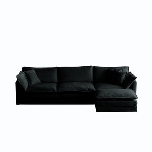 English Elm Free Oversized Modular L-Shaped Sectional Sofa With Reversible Ottoman - Cozy Chenille Comfort, Black W714S00629