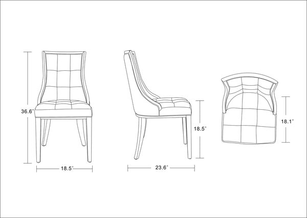 English Elm Fifth Avenue Wood Upholstered Dining Chair with Walnut Beech Frame, Faux Leather & Velvet Comfort Silver B365P397810