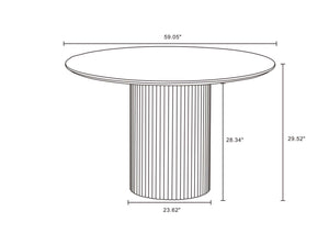 English Elm Hathaway 59" Round Dining Table - Stylish Black Wood Centerpiece With Ribbed Base For Modern Homes B365S00096
