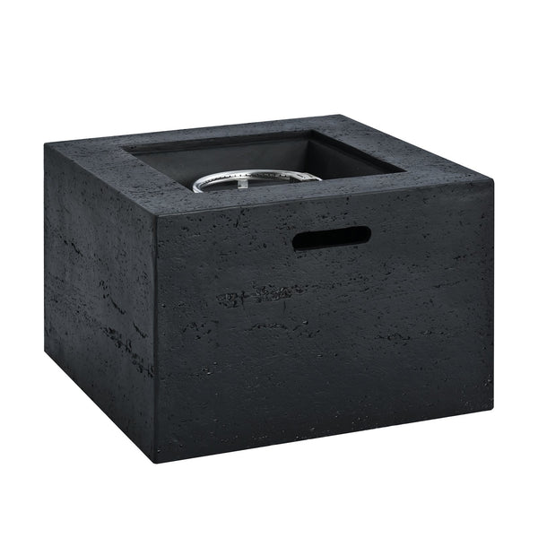 English Elm U_style Mgo Square Propane Fire Pit 40000 Btu Stone Texture Patio Table with Lava Rocks Black N711P410544B