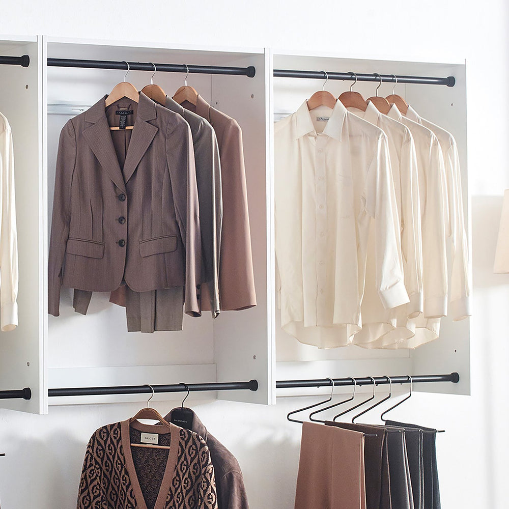 English Elm Devi White Wall Mounted Wood Closet System – Modern Oak Finish, Heavy-Duty Brackets, Ample Modular Storage and Easy Assembly B040S00109