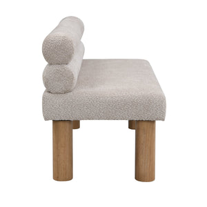 English Elm Upholstered Dining and Entryway Bench with Rubberwood Legs Padded Seat 300 Lb Capacity Light Grey,Natural N779P371712E