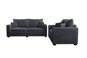 English Elm Contemporary Corduroy Sofa and Loveseat Set with Square Arms for Living Room B011S02222