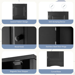 English Elm Multi-Functional Corner Cabinet Tall Trapezoid Bathroom Storage with Adjustable Shelves, Doors, Anti-Dump Device Black WF530911AAB