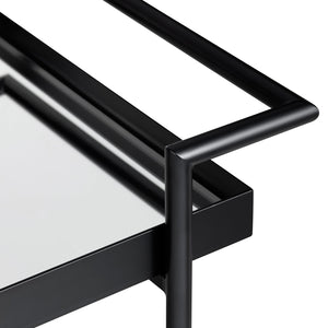 Crestview Collection Transitional Black Bar Cart With Elegant Iron Frame, Mirrored Shelves & Smooth-rolling Wheels Clear Mdf Cvfzr6198