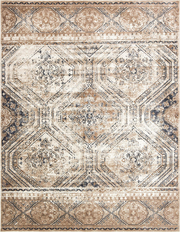 Unique Loom Chateau Jackson Machine Made Trellis Rug Blue Beige, Brown/Gray/Ivory/Blue 8' 0" x 10' 0"