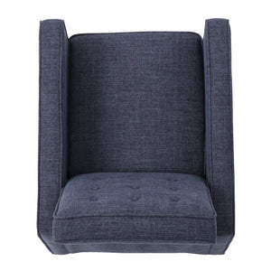 English Elm Christopher Knight Home® - Fabric Recliner Chair Mid-Century Modern Pushback Single Sofa with Tufted Cushion, Birch Legs, Cozy Comfort Dark Blue 60741.00DBL