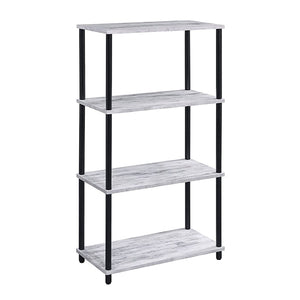 English Elm Antique Four-Shelf Bookshelf 44.5"H x 24.5"W Sturdy 15mm Panels Powder-Coated Antique White/Black B062P191047
