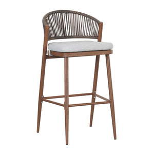 English Elm Christopher Knight Home® - Outdoor 30.25" Barstool Set Of 2 - Stylish Aluminum Frame With Pe Rattan Backrest, Teak Finish N772P245120T