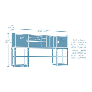English Elm Hutch, Modern Rustic Brown Finish With Adjustable Shelves For Stylish Home Office Organization B356P367853