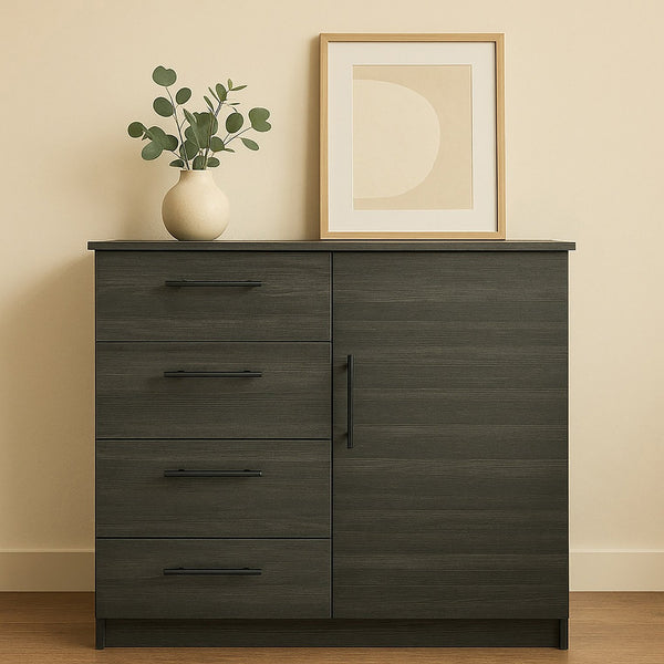 English Elm Robin Gentleman's Chest Gray – Compact 3-Drawer Wood Dresser, Water/Heat & Scratch Resistant, E0 Eco Board B040S00107