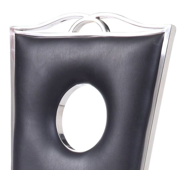 English Elm Cyrene High-Back Faux Leather Side Chair with Stainless Steel Frame, Padded PU Seat, No Assembly Required Black,Silver 47 L x 23 W x 31 H B2726P337698