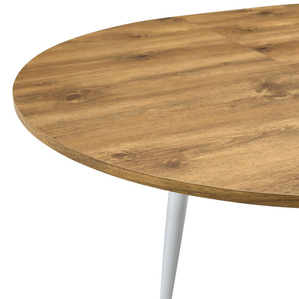 English Elm With Retractable Leaf Round Oval Mdf Top and Sleek Metal Legs Modern Dining Table Silver,Wood W1151S03944
