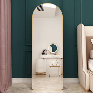 English Elm The Arched Gold Aluminum Full Length Floor Mirror for Bedroom Entryway Dressing Room W1151140053
