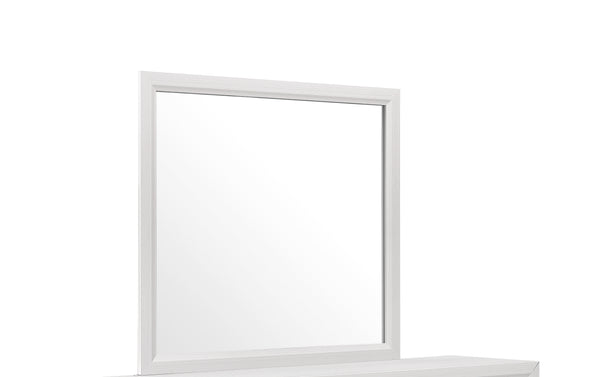 English Elm MIRAGE White Mirror for Dresser – Contemporary Rectangular MDF Frame with Clear Glass, Sleek Finish B201P226181