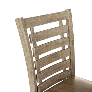 English Elm Set of 2 Ladderback Solid Wood Dining Chairs Weathered Farmhouse Kitchen Seating W2537P369841