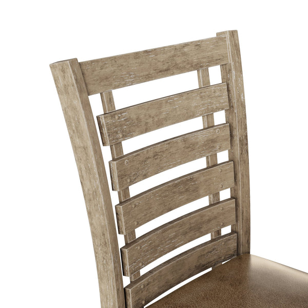 English Elm Set of 2 Ladderback Solid Wood Dining Chairs Weathered Farmhouse Kitchen Seating W2537P369841