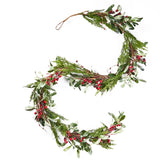 Christopher Knight Home® - Noble House - Valdosta 6-Foot Artificial Olive Leaf Garland with Red Berries