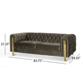 Christopher Knight Home® - Noble House - Keyser Modern Glam Tufted Velvet 3 Seater Sofa