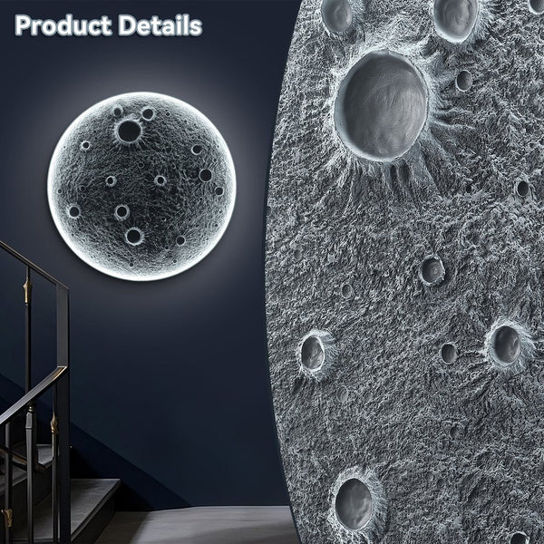 English Elm 40-inch Resin Moon Sconce Dimmable Led Wall Light with Lunar Crater Texture W2869P445606
