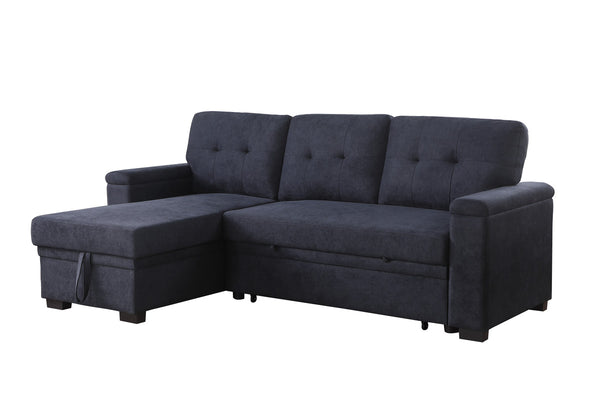 English Elm Jardin Woven Beige Sectional Sleeper Sofa with Reversible Storage Chaise for Living Rooms B2749S00246