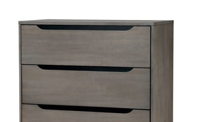 English Elm Modern Mid-Century Chest with Tapered Legs and Four Recessed-Handle Drawers, Sleek Storage Appeal Gray 20 L x 37 W x 45 H B2741P367882